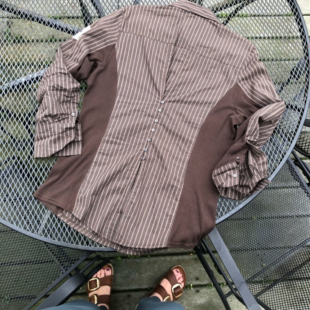 XL Goode Rider brown riding top w winched back and stretchy side panels. - Picture 2 of 11
